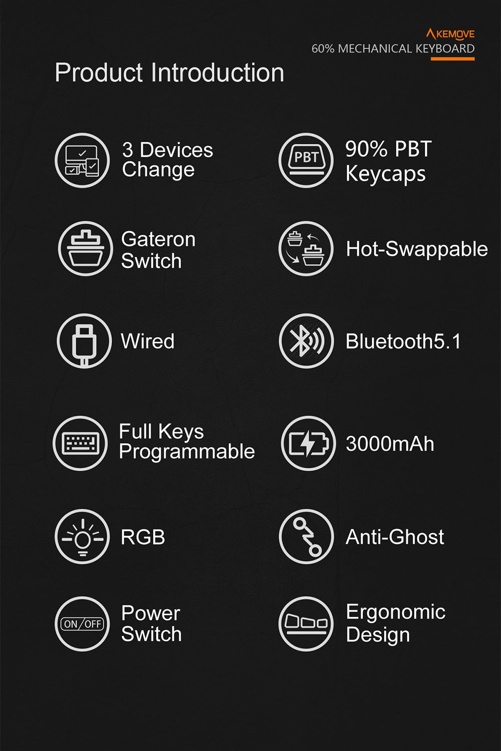 KEMOVE 61 Key Mechanical Keyboard Switch 60%