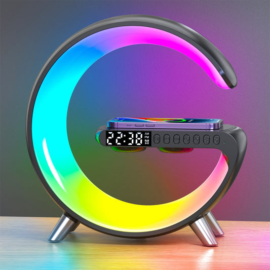 LED Atmosphere RGB Night Ambient Light Alarm Clock Bluetooth Audio Wireless Charging Desk Lamps For Home Bedroom Decorate Lamp