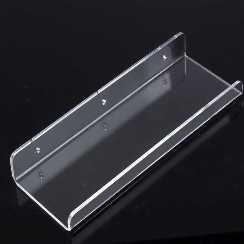 Storage Rack Acrylic Shelf Clear Wall Mounted Thick Transparent Floating Display Stick Bathroom Kitchen Ledge Organizer