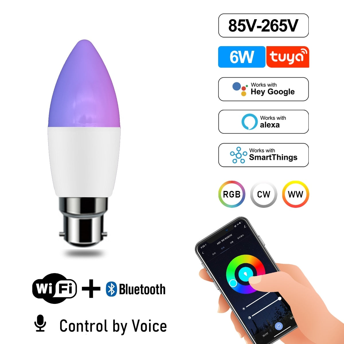 tuya Rgb Smart Light Bulb With Alexa Google Home