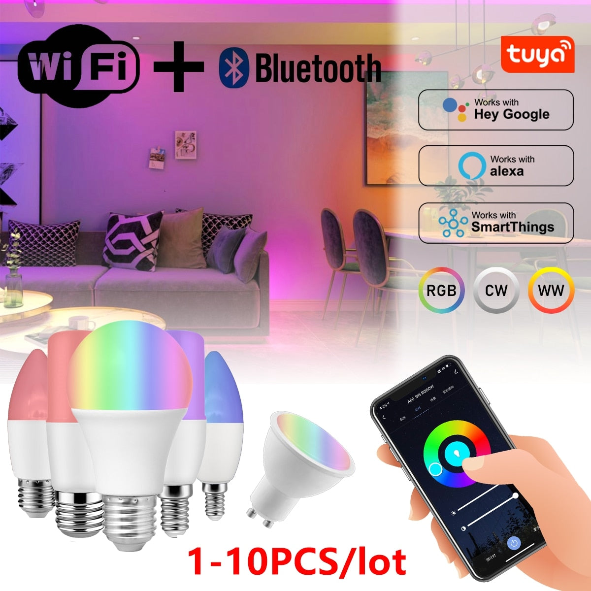 tuya Rgb Smart Light Bulb With Alexa Google Home