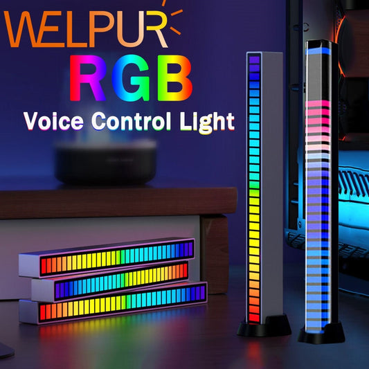 RGB Music Sound Control LED Strip Light Bluetooth App Pickup Voice Activated Rhythm Ambient Bar Lamp For Night TV Computer
