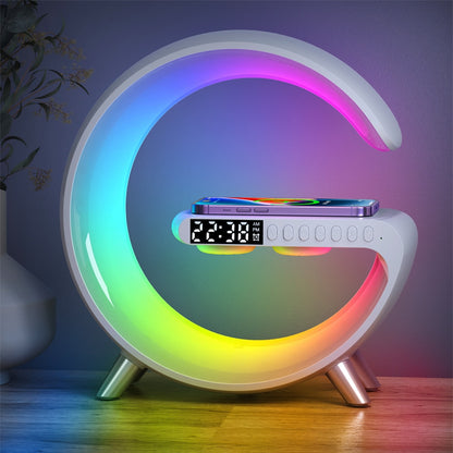 LED Atmosphere RGB Night Ambient Light Alarm Clock Bluetooth Audio Wireless Charging Desk Lamps For Home Bedroom Decorate Lamp